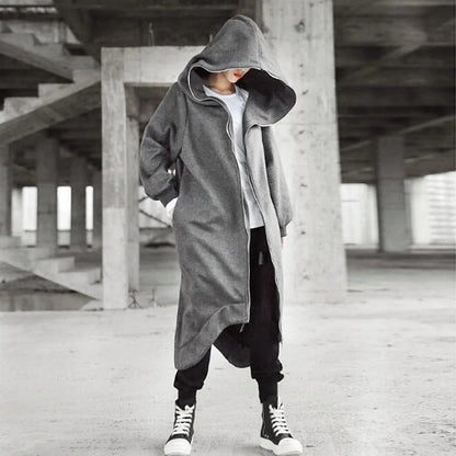 Nazgul-Inspired Long Hooded Coat – Warm Fleece-Lined Comfort with Bold, Effortless Street Style for the Modern Gentleman