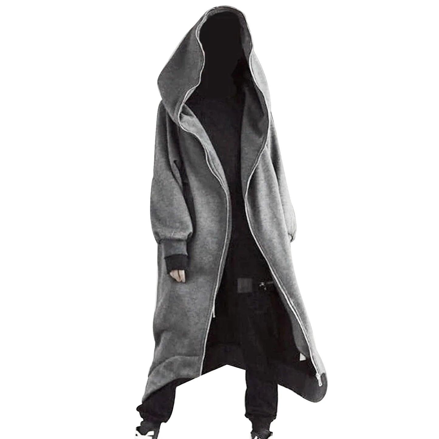 Nazgul-Inspired Long Hooded Coat – Warm Fleece-Lined Comfort with Bold, Effortless Street Style for the Modern Gentleman