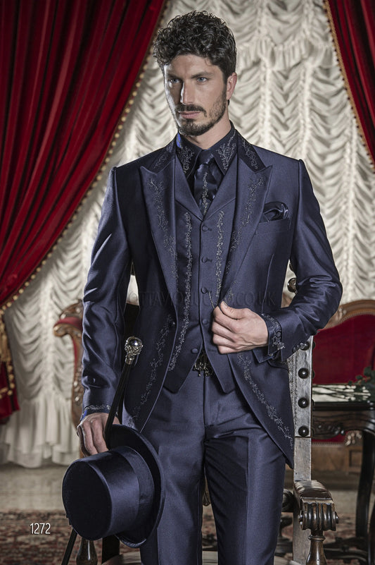 2025 Tailor Made Mens Suit  Elegant Embroidery Men's Wedding Prom Suits  Mens Suits 3 Pieces (Jacket+Pants+Vest) 004