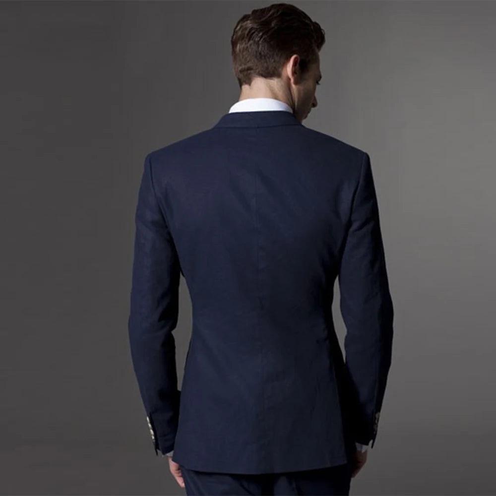 Men Suit Men Tuxedo Custom Made Wedding Suits For Men Tailored Light Navy Blue Mens Suits With Pants Costume Sur Mesure Homme - Ellianto fashion Men's