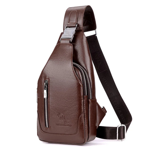 Summer Men Chest Bag Single Strap Sling Bags Leather Male Travel Crossbody Bags Vintage Chest Pack Business Messenger Bag - Ellianto fashion Men's