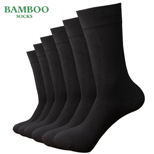 Match-Up Men Bamboo Grey Socks Breathable Anti-Bacterial man Business Dress Socks (6 Pairs/Lot) - Ellianto fashion Men's