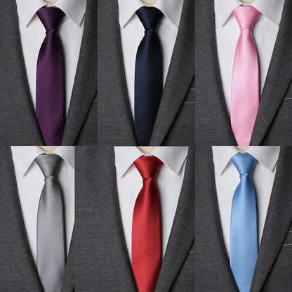 Men Necktie Zipper Lazy Tie Fashion Solid 6cm Ties Business for Man Gravatas Handkerchief Bowtie Mens Wedding Shirt Accessories - Ellianto fashion Men's