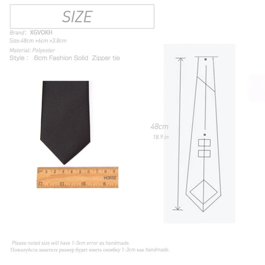 Men Necktie Zipper Lazy Tie Fashion Solid 6cm Ties Business for Man Gravatas Handkerchief Bowtie Mens Wedding Shirt Accessories - Ellianto fashion Men's