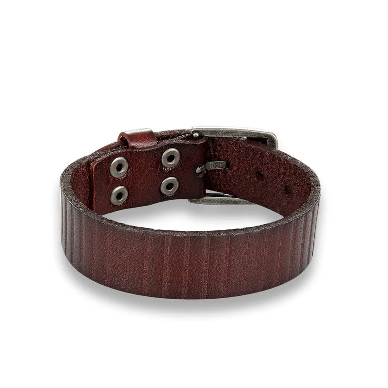 BoBo Cover New Vintag High Quality Aolly Geunine Leather Charm bracelet men Punk Adjustable Buckle bracelets bangles male femme - Ellianto fashion Men's