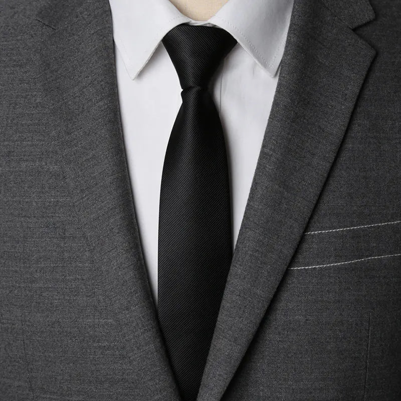 Men Necktie Zipper Lazy Tie Fashion Solid 6cm Ties Business for Man Gravatas Handkerchief Bowtie Mens Wedding Shirt Accessories - Ellianto fashion Men's