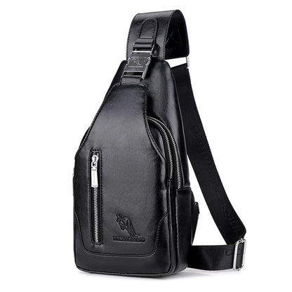 Summer Men Chest Bag Single Strap Sling Bags Leather Male Travel Crossbody Bags Vintage Chest Pack Business Messenger Bag - Ellianto fashion Men's