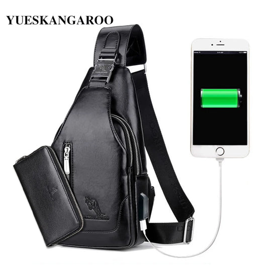 Summer Men Chest Bag Single Strap Sling Bags Leather Male Travel Crossbody Bags Vintage Chest Pack Business Messenger Bag - Ellianto fashion Men's