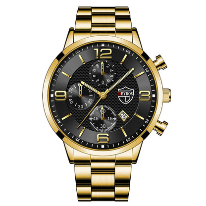 reloj hombre Luxury Business Men Watchs Stainless Steel Quartz WristWatch Male Leather Calendar Luminous Clock relogio masculino - Ellianto fashion Men's