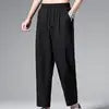 M-5XL Straight Leg Ice Silk Pants Men's Cropped Pants Trendy and Drooping Feeling Pants - Ellianto fashion Men's