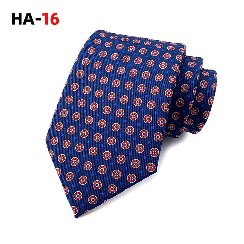 Men Luxury Tie 8cm Silk Tie For Men Print Vintage Design Necktie Silk Feeling Cravat For Wedding Party Gifts Stripe Cravats - Ellianto fashion Men's