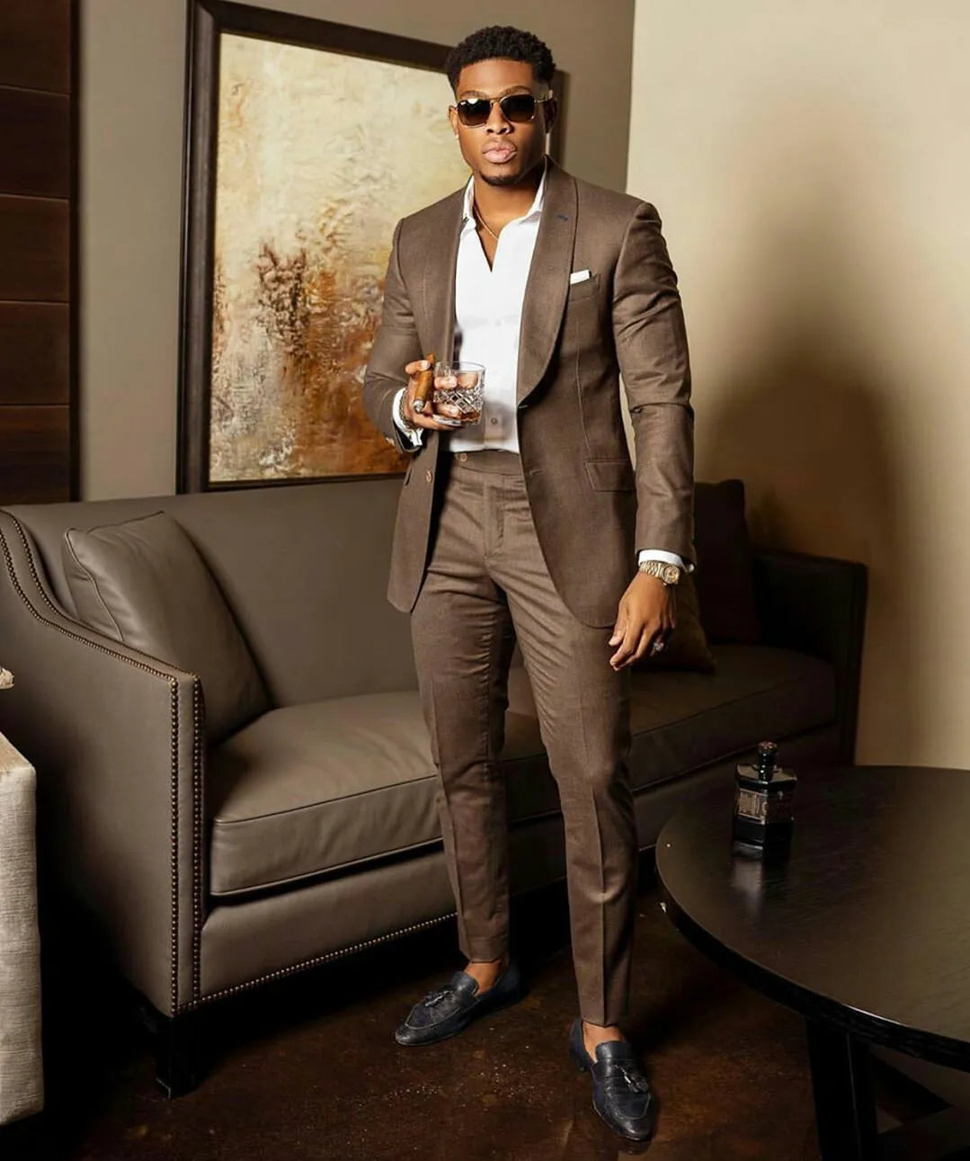 2025 Green Suits for Men Tailor-made Groom Wedding Suits Tuxedo Best Man Blazer Pants 2 Pieces Trendy Fashion Marriage Costume - Ellianto fashion Men's
