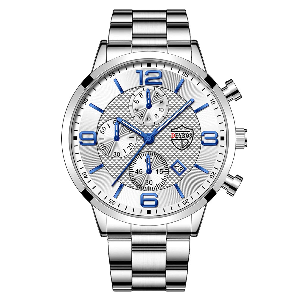 reloj hombre Luxury Business Men Watchs Stainless Steel Quartz WristWatch Male Leather Calendar Luminous Clock relogio masculino - Ellianto fashion Men's