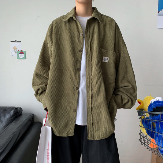LAPPSTER Men Corduroy Vintage Autumn Shirts 2025 Mens Korean Fashion Harajuku Shirts Male Oversized Streetwear Colorful Shirts - Ellianto fashion Men's