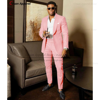 2025 Green Suits for Men Tailor-made Groom Wedding Suits Tuxedo Best Man Blazer Pants 2 Pieces Trendy Fashion Marriage Costume - Ellianto fashion Men's