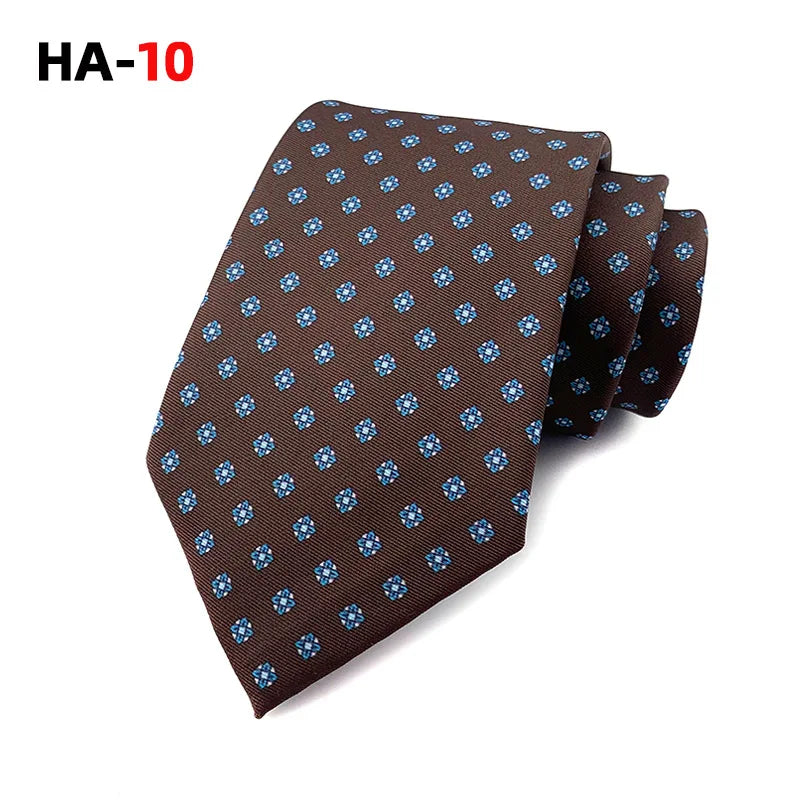 Men Luxury Tie 8cm Silk Tie For Men Print Vintage Design Necktie Silk Feeling Cravat For Wedding Party Gifts Stripe Cravats - Ellianto fashion Men's