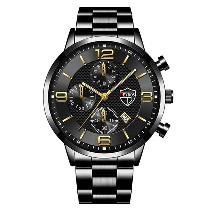 reloj hombre Luxury Business Men Watchs Stainless Steel Quartz WristWatch Male Leather Calendar Luminous Clock relogio masculino - Ellianto fashion Men's