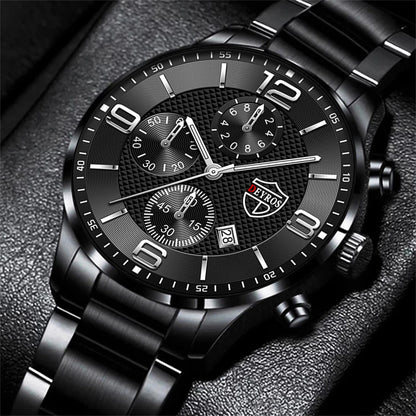 reloj hombre Luxury Business Men Watchs Stainless Steel Quartz WristWatch Male Leather Calendar Luminous Clock relogio masculino - Ellianto fashion Men's