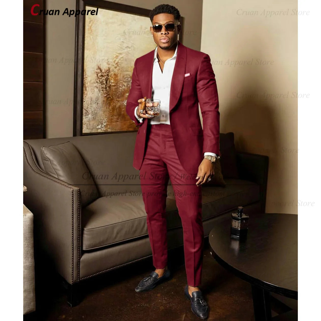 2025 Green Suits for Men Tailor-made Groom Wedding Suits Tuxedo Best Man Blazer Pants 2 Pieces Trendy Fashion Marriage Costume - Ellianto fashion Men's