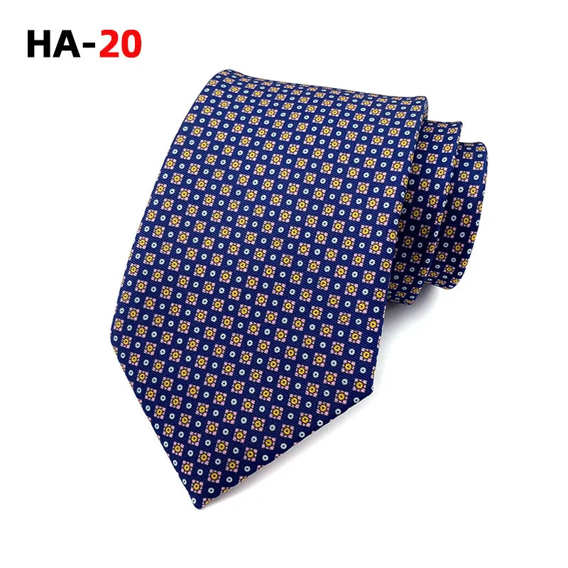 Men Luxury Tie 8cm Silk Tie For Men Print Vintage Design Necktie Silk Feeling Cravat For Wedding Party Gifts Stripe Cravats - Ellianto fashion Men's