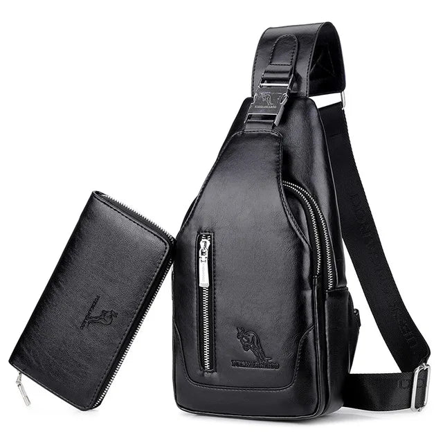 Summer Men Chest Bag Single Strap Sling Bags Leather Male Travel Crossbody Bags Vintage Chest Pack Business Messenger Bag - Ellianto fashion Men's
