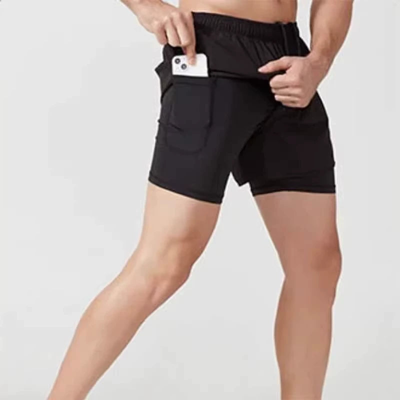Leak-Picking Professional Running Exercise Shorts Men's Handphone-Friendly Three Points Pant Belt Lining Back Waist Zipper Pocket Fashion - Ellianto fashion Men's