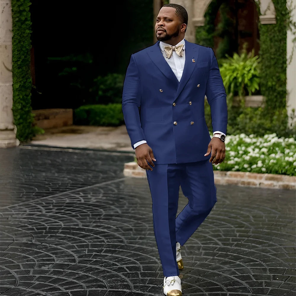 White Satin Men's Suit 2 Piece Peaked Collar Blazer Double Breasted Jacket Wedding Groom Tuxedo Elegant Men's CustomizationXS-5X - Ellianto fashion Men's