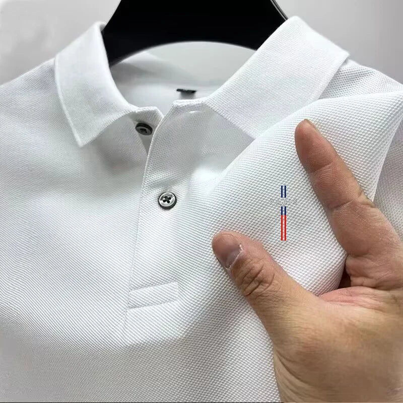 2025 Men's Reflective Polo Shirt, Color Button, Breathable, Casual, Fashionable, Rapel, Comfort, Summer, New Style - Ellianto fashion Men's