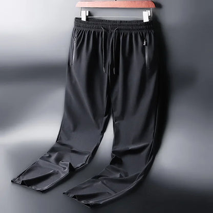 Korean Ice Silk Pants Men's Summer Thin Casual Pants Men's Quick Dry Summer Men's Straight Leg Loose Leg Tracksuit Pants M-8XL - Ellianto fashion Men's