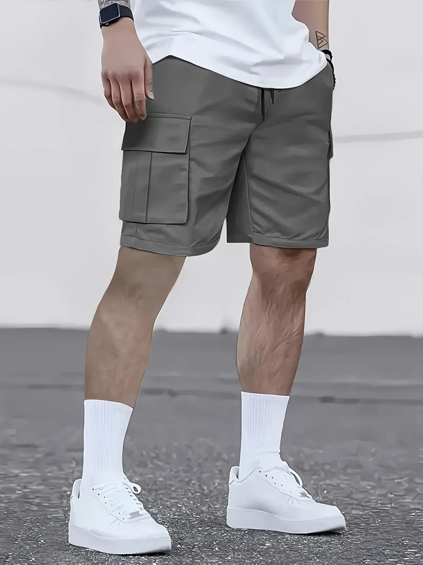 Men's work shorts; summer comfort; multi-pocket; outdoor leisure sport beach pants; elastic waistband - Ellianto fashion Men's