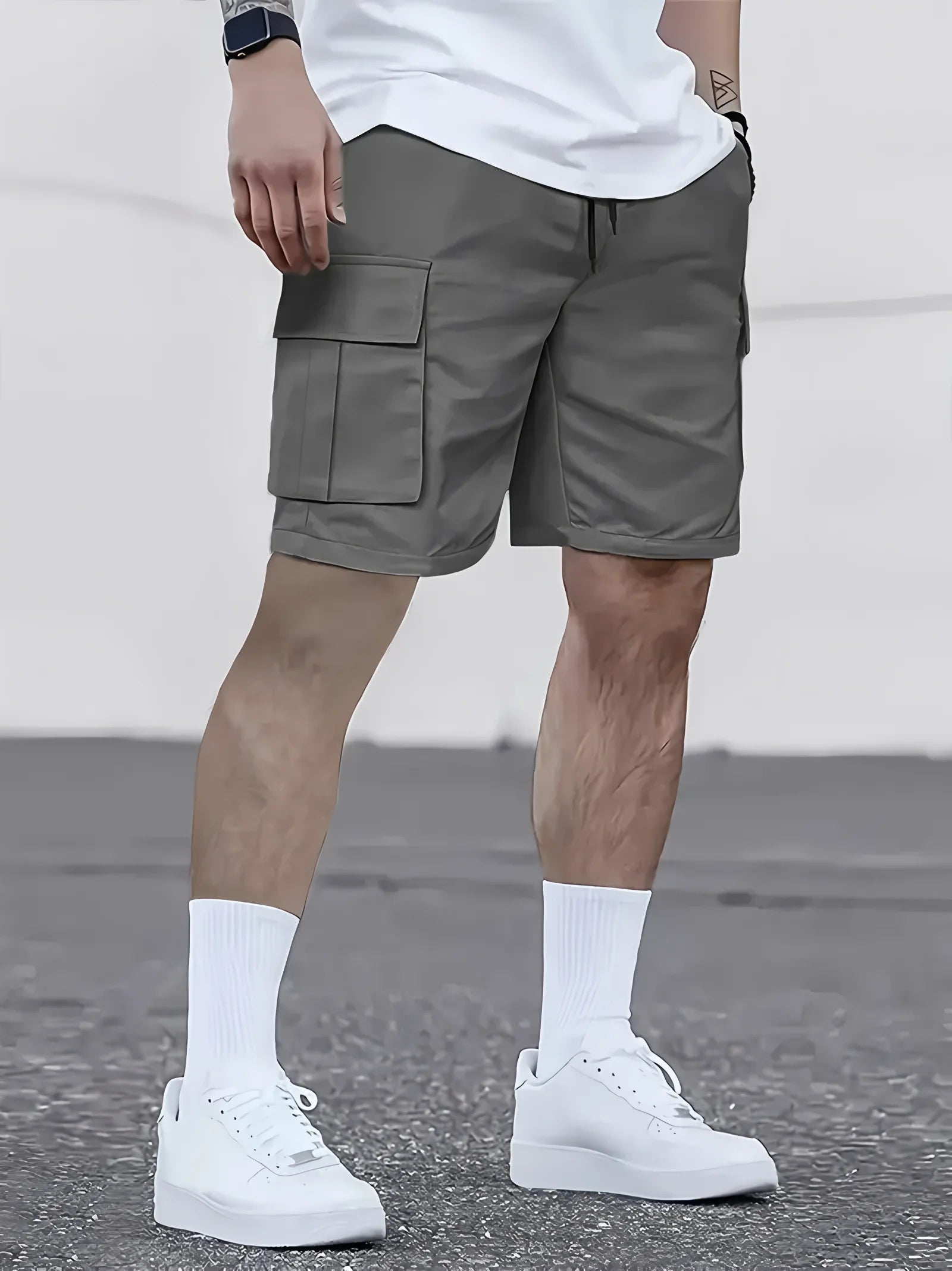 Men's work shorts; summer comfort; multi-pocket; outdoor leisure sport beach pants; elastic waistband - Ellianto fashion Men's