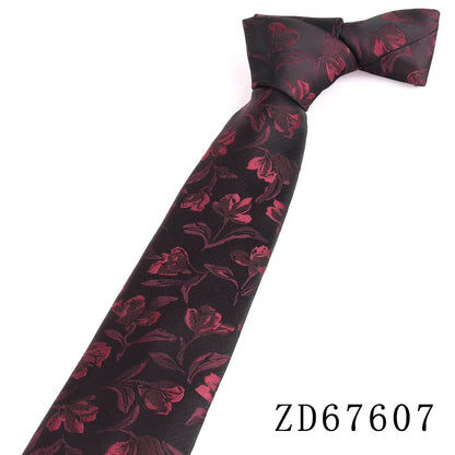 NEW 8cm Wide Tie For Man Jacquard Necktie Luxury Flower Business Neck Tie Suit Cravat Dark Red Ties For Wedding Party Men Gift - Ellianto fashion Men's