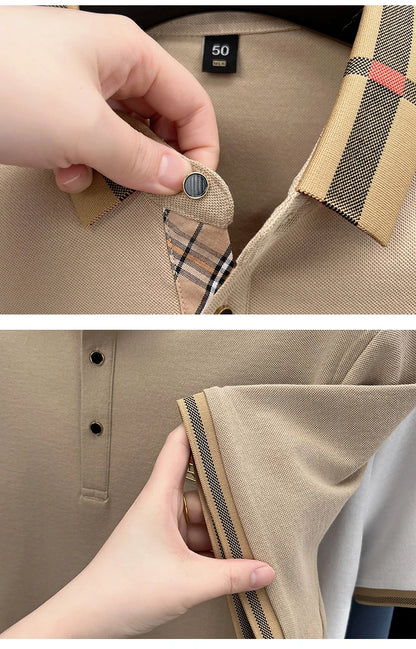 New men's fashionable short sleeved summer designer exquisite craftsmanship embroidery stand collar polo business casual T-shirt - Ellianto fashion Men's