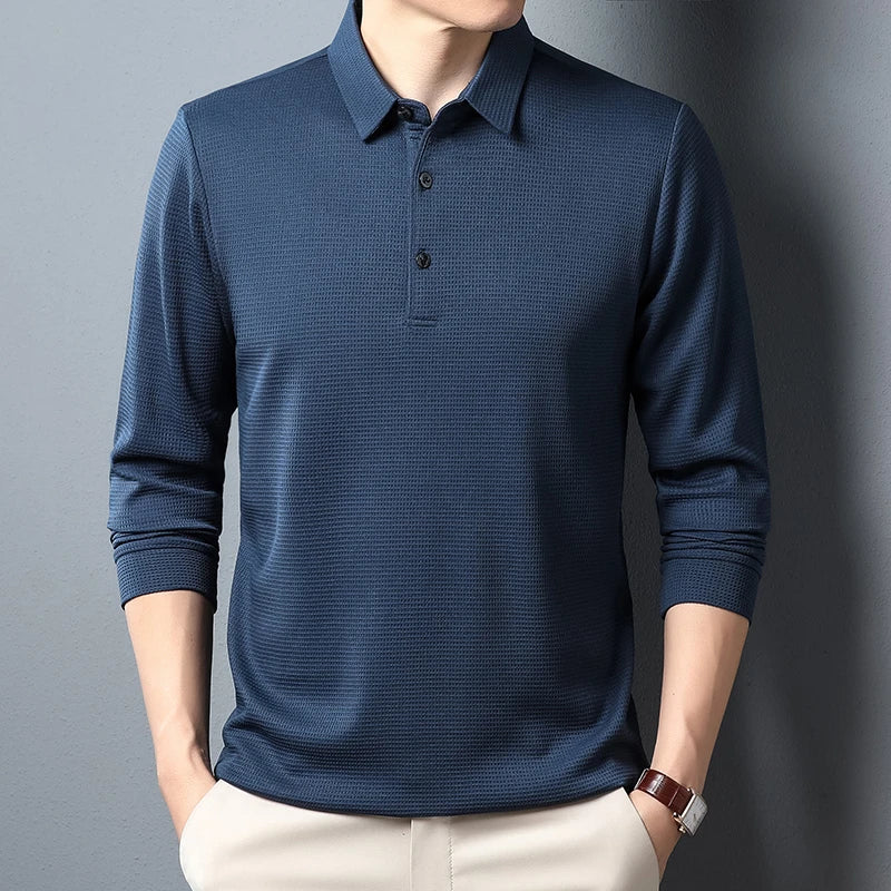 Men's Business Casual Polo Long Sleeve T-shirt Summer Comfortable Top - Ellianto fashion Men's