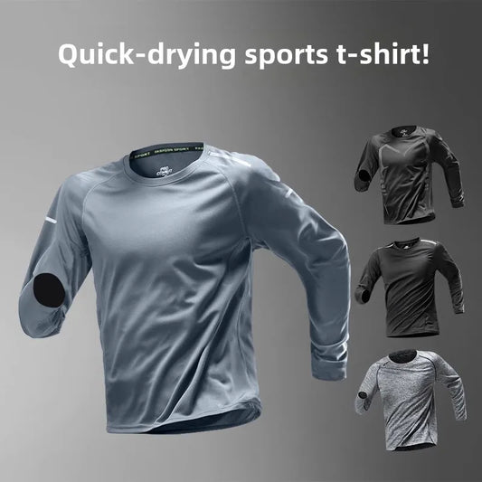 Men's Running Quick-drying Clothes Long Sleeve Running Training Fitness Morning Sports Cycling Mountaineering Men Clothes Tops - Ellianto fashion Men's