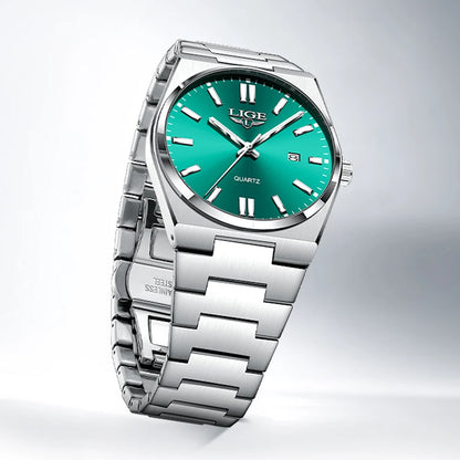 LIGE Men Luxury Watch For Man Waterproof Luminous Date Week Stainless Steel Men Watch Casual Quartz Men's Watches Male Clock+box - Ellianto fashion Men's