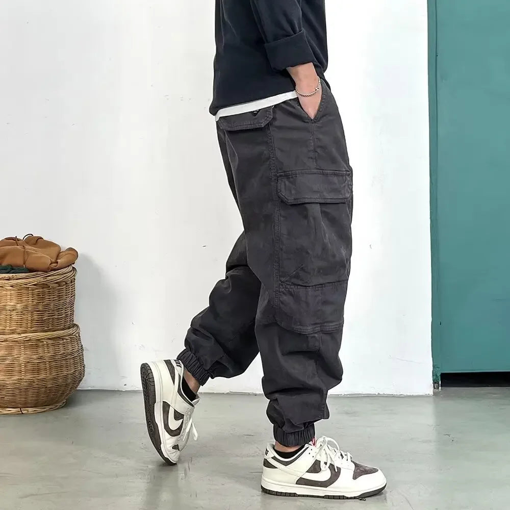 Spring Autumn Loose-fit Casual Pants Men's Harem Trousers Trendy Brand Ins Ankle Length Japanese Style Trousers