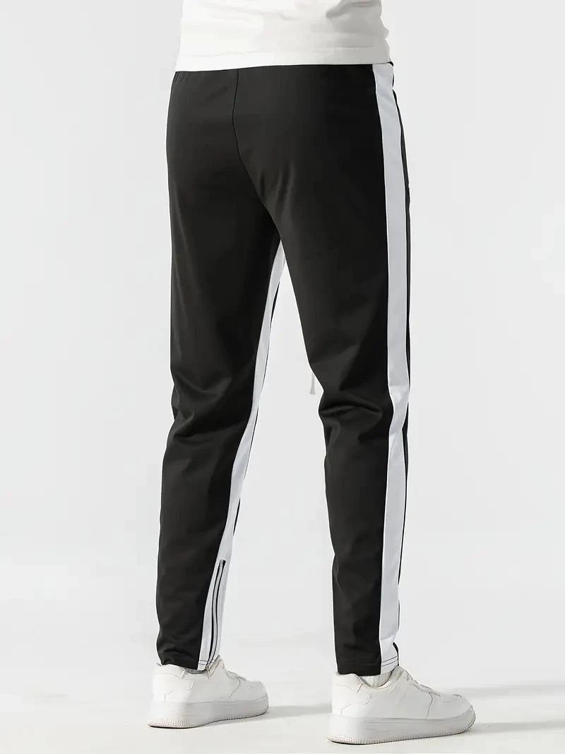 Men Sweatshirts Jogging Pants Men Casual Pants Men Stylish Color Block Zip Pockets Drawstring Sports Skinny Pants Trousers Pants - Ellianto fashion Men's