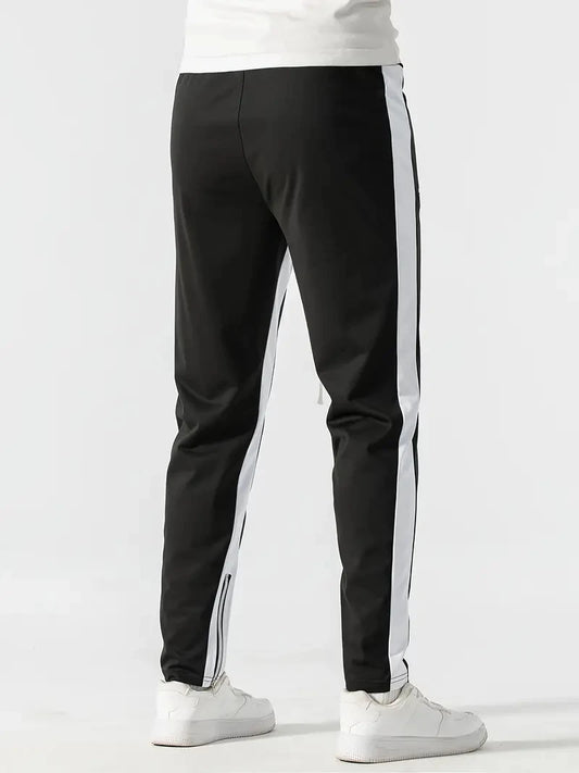 Men Sweatshirts Jogging Pants Men Casual Pants Men Stylish Color Block Zip Pockets Drawstring Sports Skinny Pants Trousers Pants - Ellianto fashion Men's
