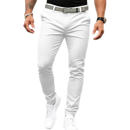 Slim Fit Suit Pants Men's Slim Fit Solid Color Suit Pants with Mid-rise Slant Pockets Zipper Fly for Business Office Workwear - Ellianto fashion Men's