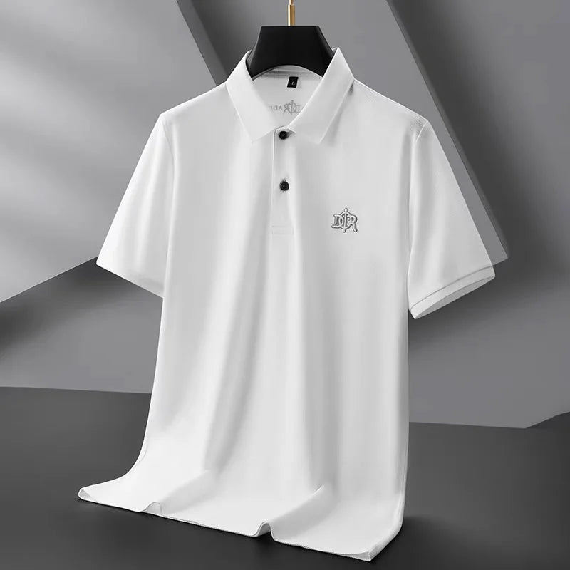 100% pure cotton luxury custom Tshirt summer new men's short sleeve business casual polo shirt high-end designer brand badge top - Ellianto fashion Men's