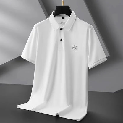 100% pure cotton luxury custom Tshirt summer new men's short sleeve business casual polo shirt high-end designer brand badge top - Ellianto fashion Men's