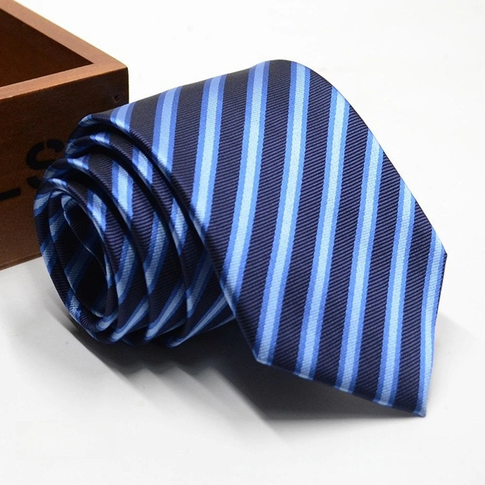 Classic Stripe Necktie Men Business Formal Wedding Tie 8cm Blue Black Pink Red Neck Ties Fashion Shirt Dress Accessories - Ellianto fashion Men's