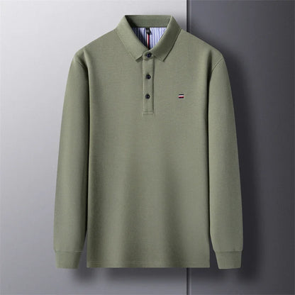 2025 New Men's Casual and Fashionable Embroidered Long Sleeved Polo Shirt Comfortable Breathable and Versatile Summer Top - Ellianto fashion Men's