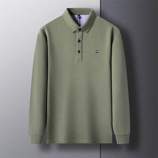 2025 New Men's Casual and Fashionable Embroidered Long Sleeved Polo Shirt Comfortable Breathable and Versatile Summer Top - Ellianto fashion Men's