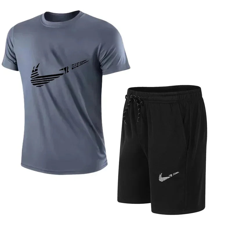 2025 Summer Fashion Men's Tracksuit T-shirt Shorts Set Leisure Short Sleeve Set Jogging Gym Suit Brand Clothing - Ellianto fashion Men's