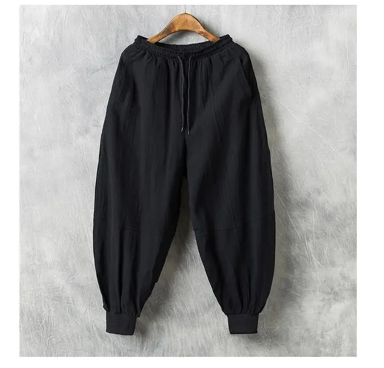 Autumn Men's Linen Casual Pants Loose-fit Trendy Bloomers - Ellianto fashion Men's