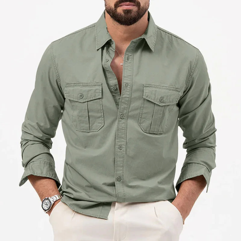 Men Shirt Mens Business Casual Shirts 2020 New Arrival Men Famous Brand Clothing Army Green Long Sleeve Camisa Masculina - Ellianto fashion Men's
