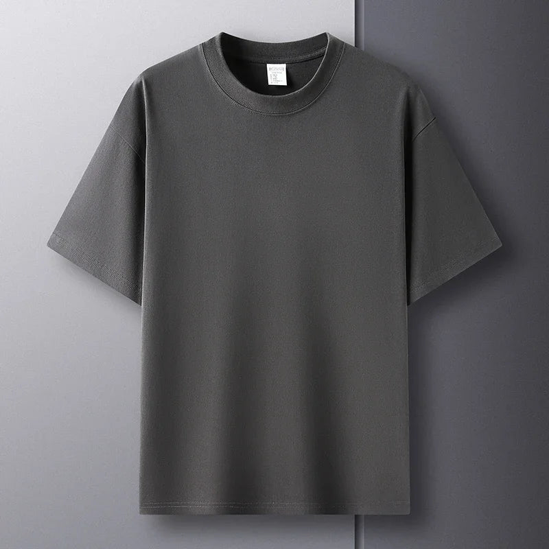 100% cotton summer high quality men's short sleeve round neck fashion loose half sleeve top breathable T-shirt
