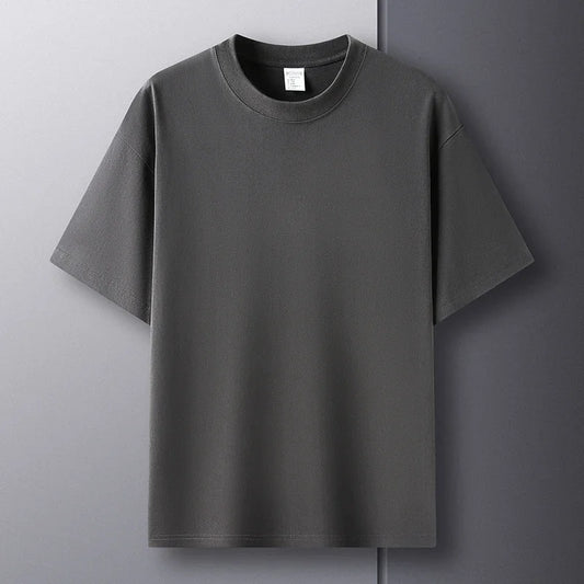 100% cotton summer high quality men's short sleeve round neck fashion loose half sleeve top breathable T-shirt